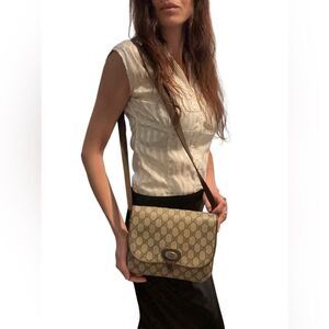 Gucci Brown Crossbody Bag with Leather Trim